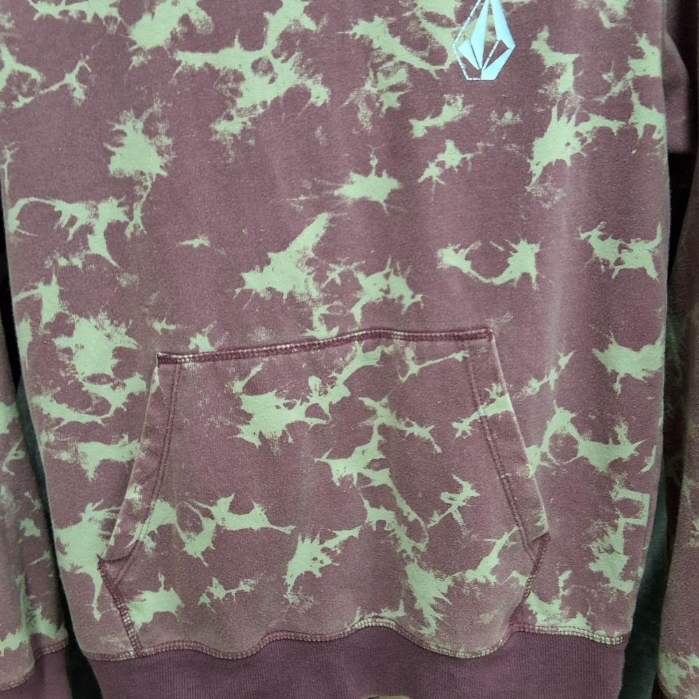 Purple Tie-Dye Volcom Hoodie with Logo - Picture 7 of 10
